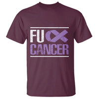 Fuck Cancer T Shirt Funny National Cancer Prevention Month Lavender Ribbon