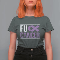 Fuck Cancer T Shirt For Women Funny National Cancer Prevention Month Lavender Ribbon
