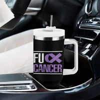 Fuck Cancer Tumbler With Handle Funny National Cancer Prevention Month Lavender Ribbon
