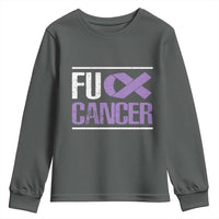 Fuck Cancer Youth Sweatshirt Funny National Cancer Prevention Month Lavender Ribbon