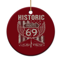Historic Route 69 Highway Road Ceramic Ornament Americana Vintage USA Flag