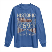 Historic Route 69 Highway Road Long Sleeve Shirt Americana Vintage USA Flag