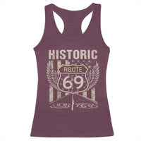 Historic Route 69 Highway Road Racerback Tank Top Americana Vintage USA Flag