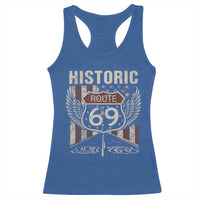 Historic Route 69 Highway Road Racerback Tank Top Americana Vintage USA Flag