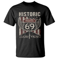 Historic Route 69 Highway Road T Shirt Americana Vintage USA Flag