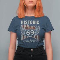 Historic Route 69 Highway Road T Shirt For Women Americana Vintage USA Flag