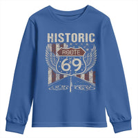 Historic Route 69 Highway Road Youth Sweatshirt Americana Vintage USA Flag