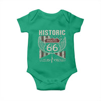 Historic Route Highway 66 Baby Onesie Vintage American Flag