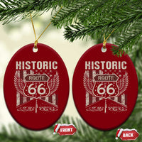 Historic Route Highway 66 Ceramic Ornament Vintage American Flag
