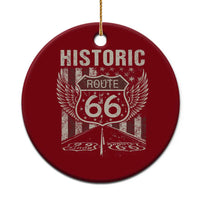 Historic Route Highway 66 Ceramic Ornament Vintage American Flag