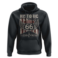 Historic Route Highway 66 Hoodie Vintage American Flag