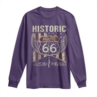 Historic Route Highway 66 Long Sleeve Shirt Vintage American Flag