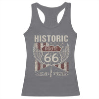 Historic Route Highway 66 Racerback Tank Top Vintage American Flag