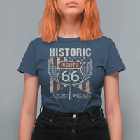 Historic Route Highway 66 T Shirt For Women Vintage American Flag