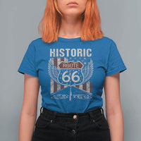 Historic Route Highway 66 T Shirt For Women Vintage American Flag