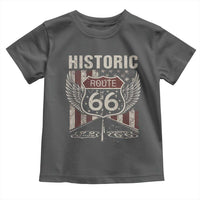 Historic Route Highway 66 Toddler T Shirt Vintage American Flag