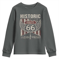 Historic Route Highway 66 Youth Sweatshirt Vintage American Flag