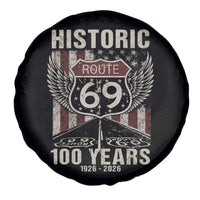 Historic US Route 69 100 Years Anniversary Spare Tire Cover Highway Road Sign Wings Vintage American Flag