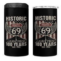 Historic US Route 69 100 Years Anniversary 4 in 1 Can Cooler Tumbler Highway Road Sign Wings Vintage American Flag