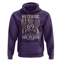 Historic US Route 69 100 Years Anniversary Hoodie Highway Road Sign Wings Vintage American Flag