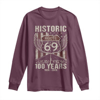 Historic US Route 69 100 Years Anniversary Long Sleeve Shirt Highway Road Sign Wings Vintage American Flag