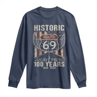 Historic US Route 69 100 Years Anniversary Long Sleeve Shirt Highway Road Sign Wings Vintage American Flag