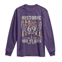 Historic US Route 69 100 Years Anniversary Long Sleeve Shirt Highway Road Sign Wings Vintage American Flag