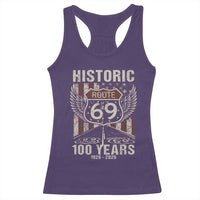 Historic US Route 69 100 Years Anniversary Racerback Tank Top Highway Road Sign Wings Vintage American Flag