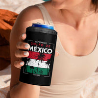 Golfo De Mexico EST 1550 4 in 1 Can Cooler Tumbler Vintage Mexican Flag Palm Tree