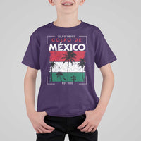 Golfo De Mexico EST 1550 T Shirt For Kid Vintage Mexican Flag Palm Tree
