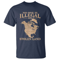 No One Is Illegal On Stolen Land T Shirt North America Vintage Map