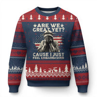 Funny Are We Great Yet Cause I Just Feel Embarrassed Ugly Christmas Sweater Statue Of Liberty American Flag - Wonder Print Shop