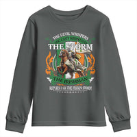 Irish Pride Youth Sweatshirt The Devil Whispers You Can't Withstand The Storm The Irishman Replies