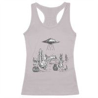 Funny Western Easter Day UFO Bunny Alien Racerback Tank Top