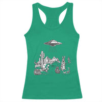 Funny Western Easter Day UFO Bunny Alien Racerback Tank Top