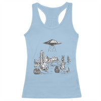 Funny Western Easter Day UFO Bunny Alien Racerback Tank Top