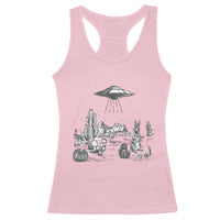 Funny Western Easter Day UFO Bunny Alien Racerback Tank Top