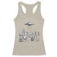 Funny Western Easter Day UFO Bunny Alien Racerback Tank Top