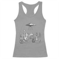 Funny Western Easter Day UFO Bunny Alien Racerback Tank Top