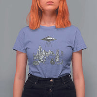 Funny Western Easter Day UFO Bunny Alien T Shirt For Women