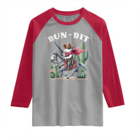 Funny Easter Day Western Raglan Shirt Bun-dit Country Rabbit Cowboy Rodeo