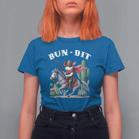 Funny Easter Day Western T Shirt For Women Bun-dit Country Rabbit Cowboy Rodeo