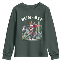 Funny Easter Day Western Youth Sweatshirt Bun-dit Country Rabbit Cowboy Rodeo