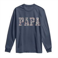 Funny Papa Hunting Long Sleeve Shirt Deer Hunter Father's Day Camouflage Flag