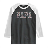 Funny Papa Hunting Raglan Shirt Deer Hunter Father's Day Camouflage Flag