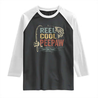 Funny Reel Cool Peepaw Raglan Shirt Fishing Grandpa Fisherman Father's Day