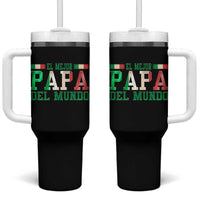 Funny El Mejor Papa Del Mundo Tumbler With Handle Mexican Father