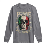Funny Italian Dad Long Sleeve Shirt El Mejor Padre Del Mundo Skull Father's Day