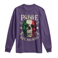 Funny Italian Dad Long Sleeve Shirt El Mejor Padre Del Mundo Skull Father's Day