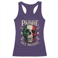 Funny Italian Dad Racerback Tank Top El Mejor Padre Del Mundo Skull Father's Day